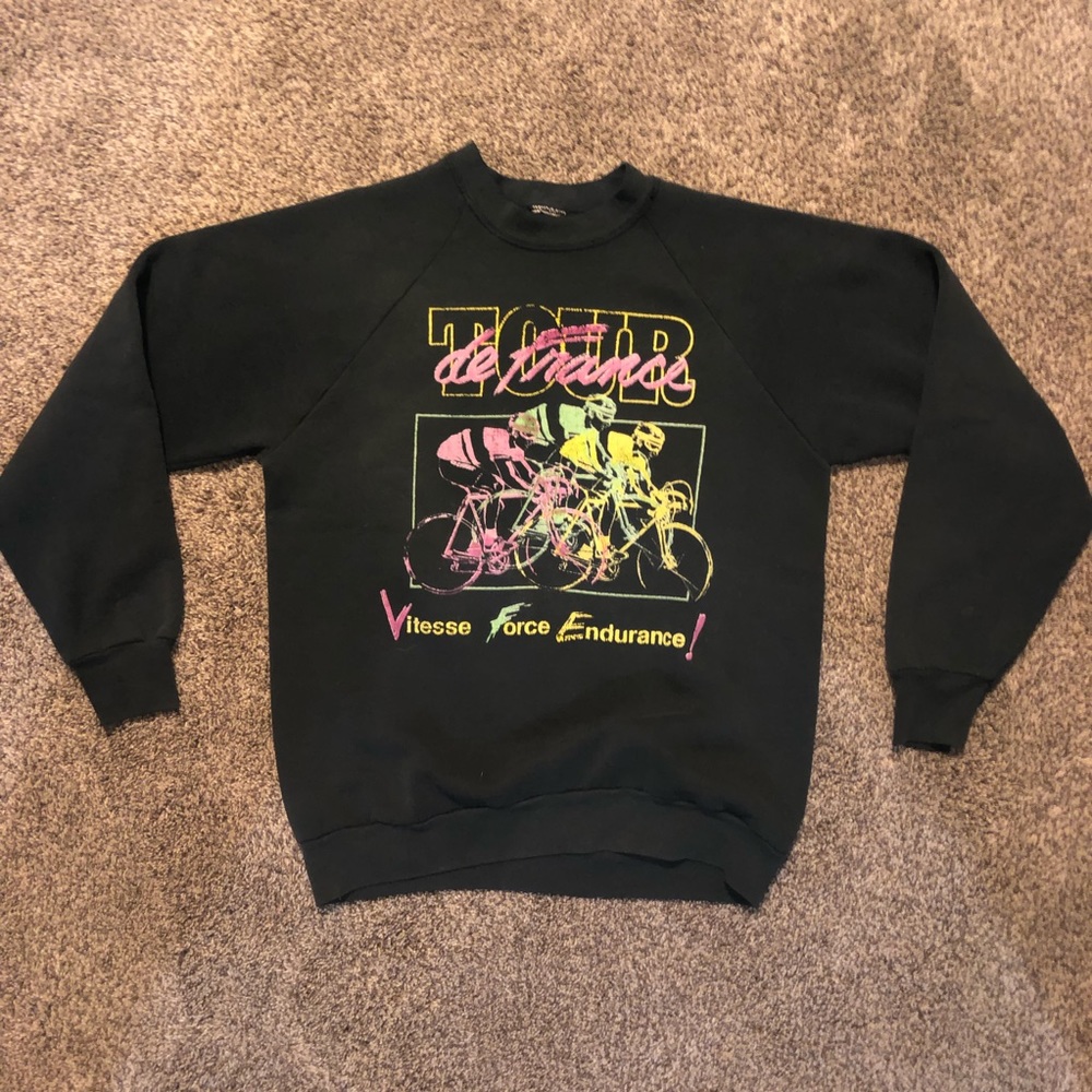Vintage Tour De France Black Crewneck No Tag